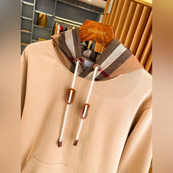 Burberry Beige Hoodie with Plaid Hood